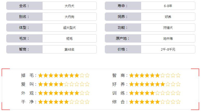 大丹犬基本资料