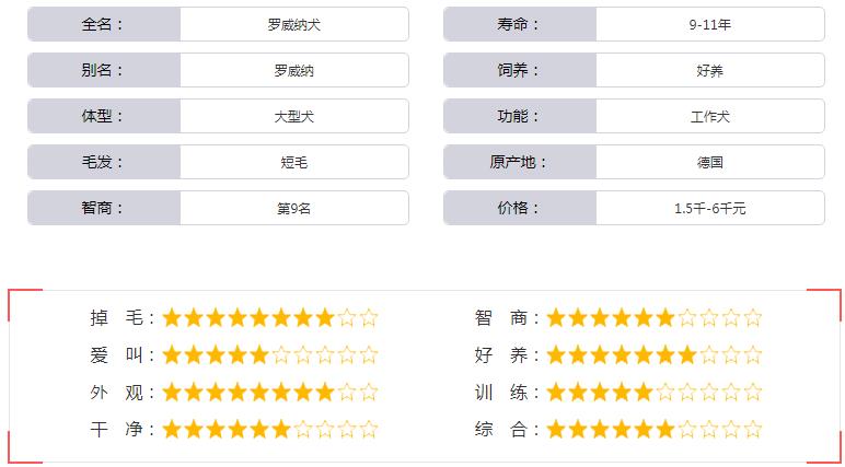 罗威纳犬基本资料